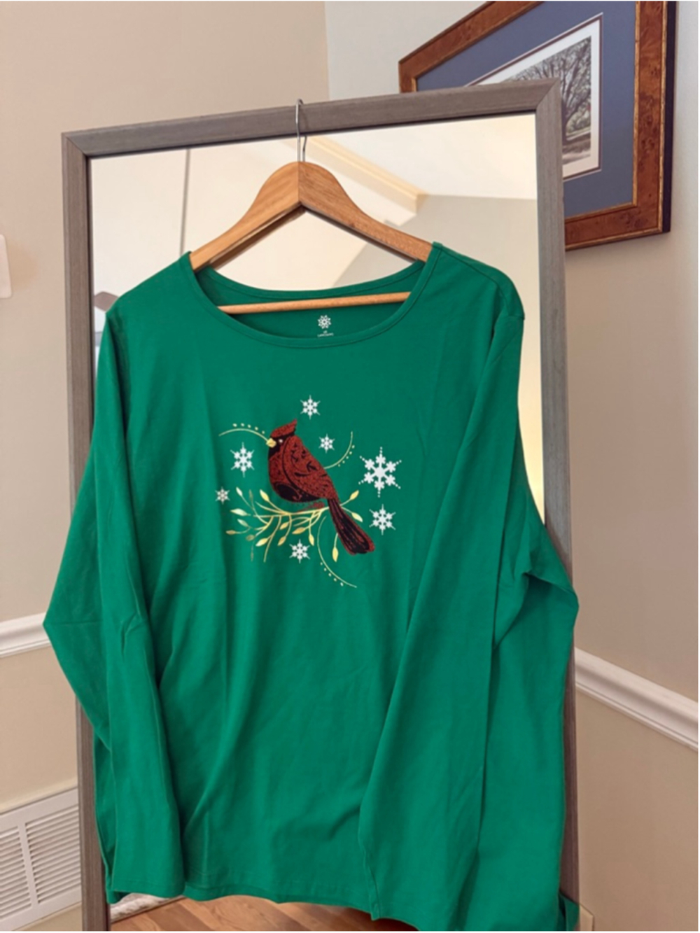 Women's Unbranded Green Long Sleeve Tee with Cardinal Graphic Plus Size 2X